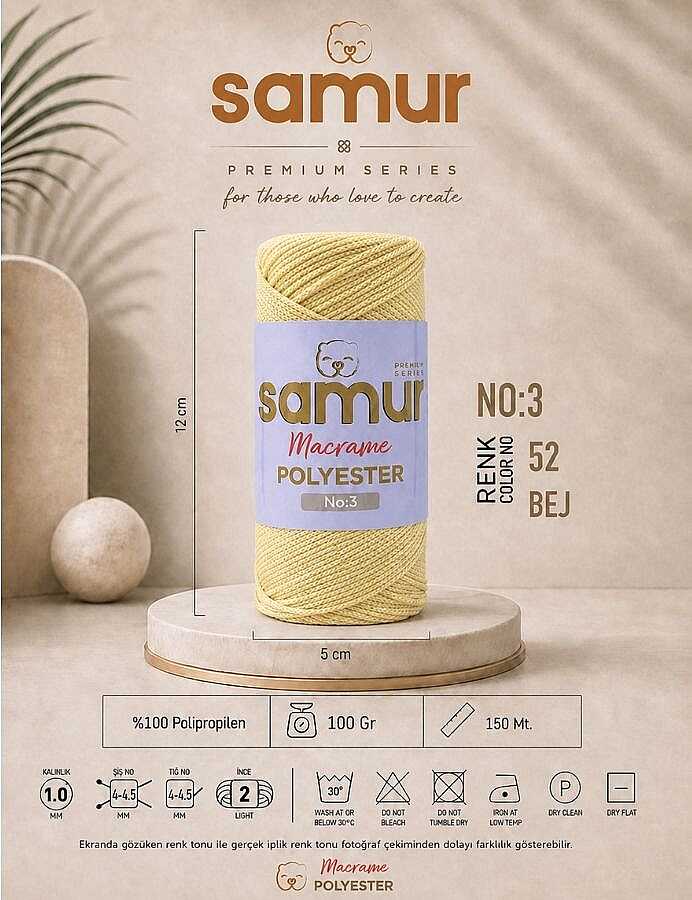 SAMUR,3 NO POLYESTER MAKROME 0052 BEJ