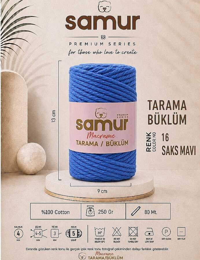 SAMUR,TARAMA BÜKLÜM MAKROME 16 SAKS MAVİ