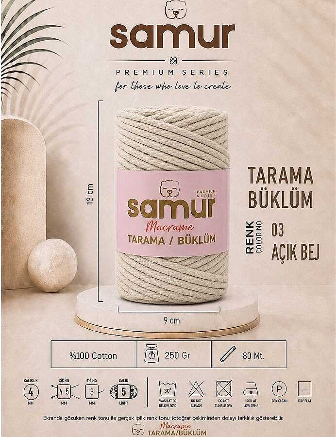 SAMUR,TARAMA BÜKLÜM MAKROME 03 AÇIK BEJ